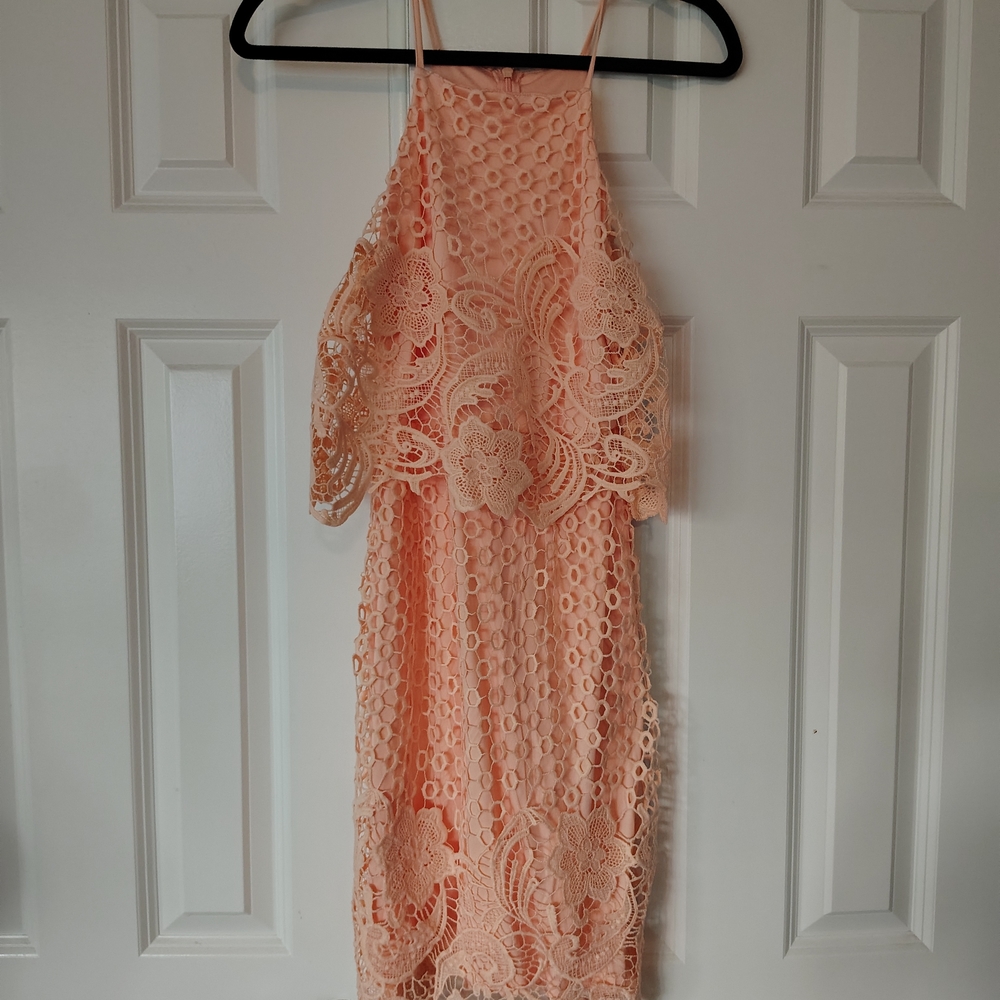 Peach Lace Halter Dress 2 Bb Dakota Crochet Nwt